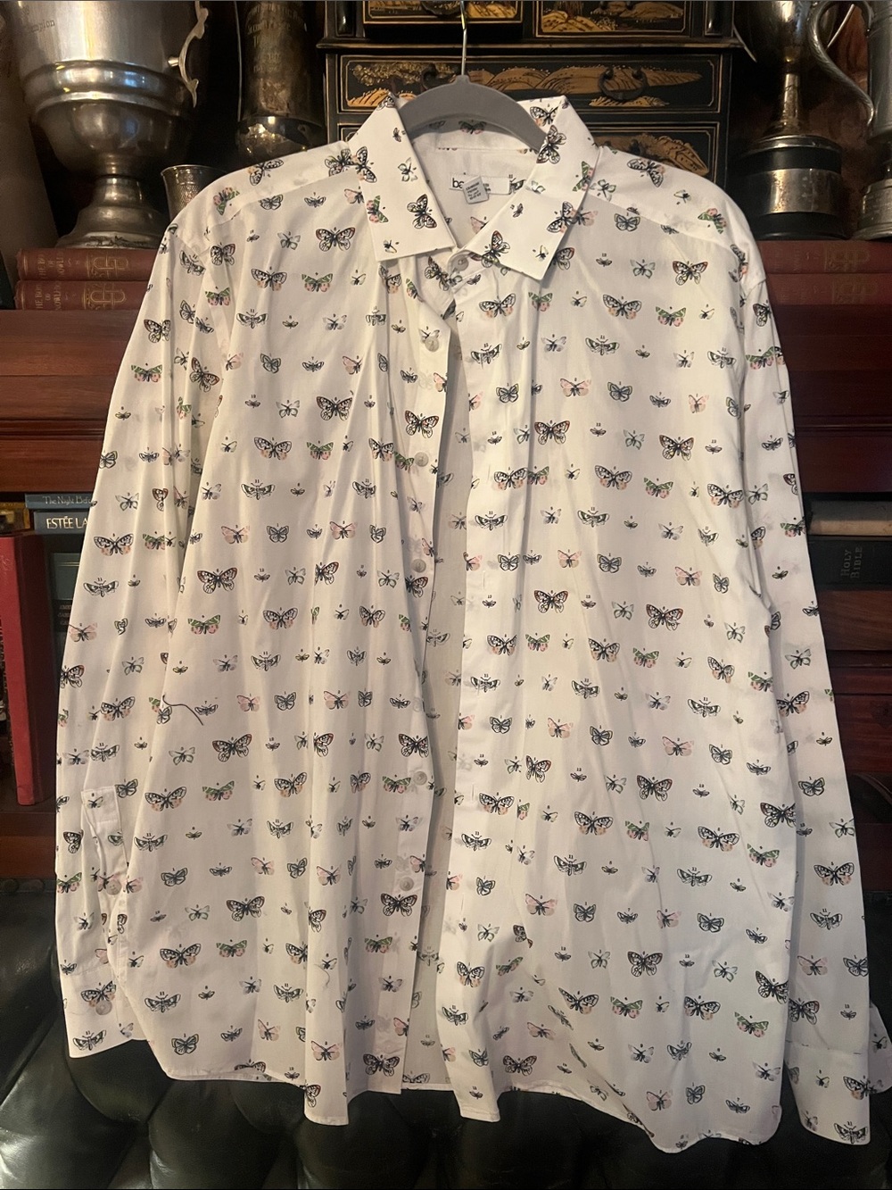 FINAL MARK DOWN Bar III Men's White Butterfly Print Button-Up Shirt